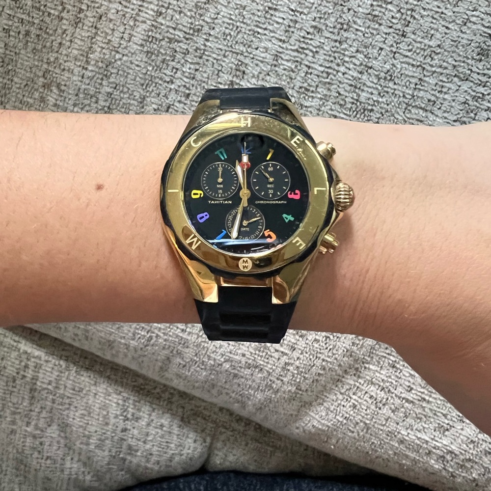COPY - Michele Tahitian Carousel Black Watch with Jelly Bean Strap 38mm
